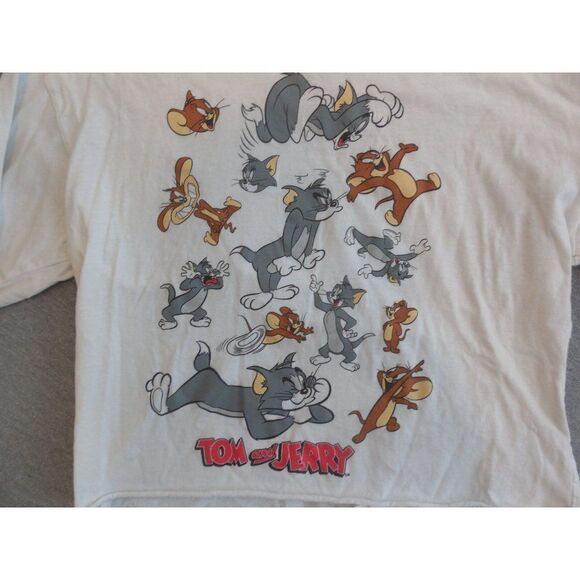 Tom And Jerry Crop Top Women Sz M Long Sleeve Cartoon Animation - Picture 2 of 8